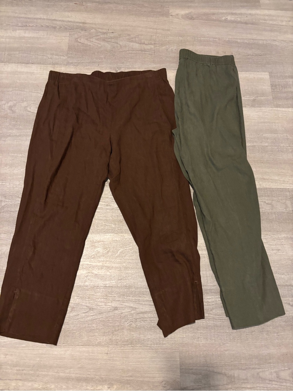 J Jill Linen Blend Womens Medium Set Of 2 Easy Pull On Capri Brown Green Coastal